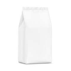 Hyper realistic vertical bag mockup. Half side view. Vector illustration isolated on white background. Can be use for template your design, presentation, promo, ad. EPS10.