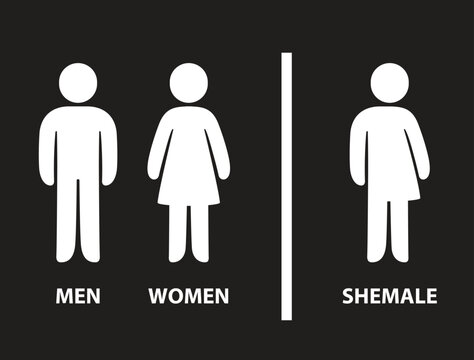 male and female toilet sign, Man, woman and Shemale icons. bathroom signs in simple rounded style.
