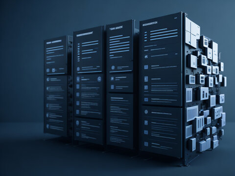 Document management big data system concept. Enterprise content management, Digital asset management, Document imaging, Workflow, and Records management. Generative Ai