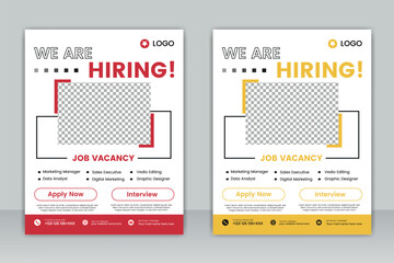 We are hiring flyer design. Job offer leaflet template.  We are hiring Job advertisement flyer template, Vector