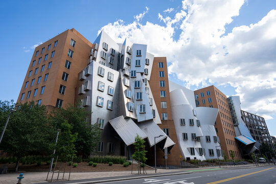 Cambridge, MA, USA - June 28, 2022: Ray and Maria Stata Center for Computer, Information and Intelligence Sciences, designed by architect Frank Gehry, on the MIT campus in Cambridge, Massachusetts.