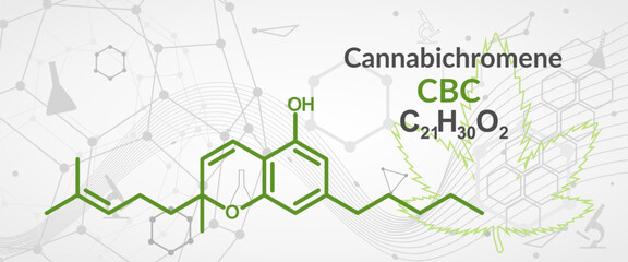 Obraz premium Cannabichromene or CBC molecular structural chemical formula. Futuristic science backdrop. Pharmacology concept