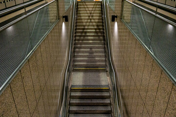 Fototapeta premium Lit stone stair in a metro