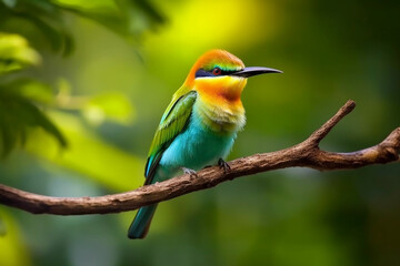 Obraz premium bee eater perched on branch Ai generative