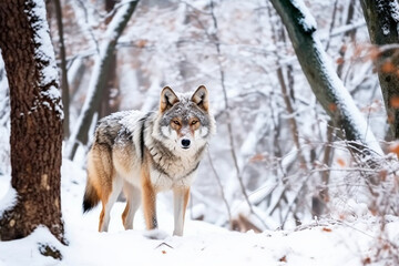 wolf in winter forest Ai generative