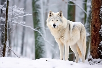 Naklejka premium wolf in snow Ai Generative