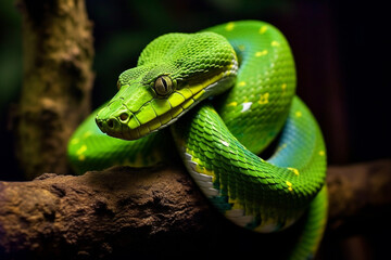 Fototapeta premium green tree python Ai Generative