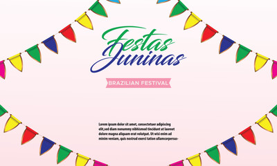 Vector Brazil June Festival Design for Greeting Card, Invitation or Holiday Poster.