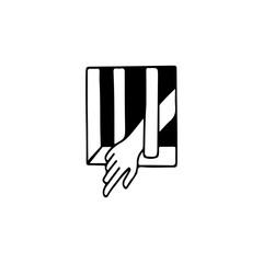 prisoner hand doodle illustration vector