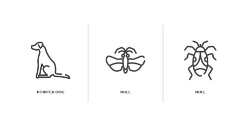 dog breeds heads outline icons set. thin line icons sheet included pointer dog, null, null vector.