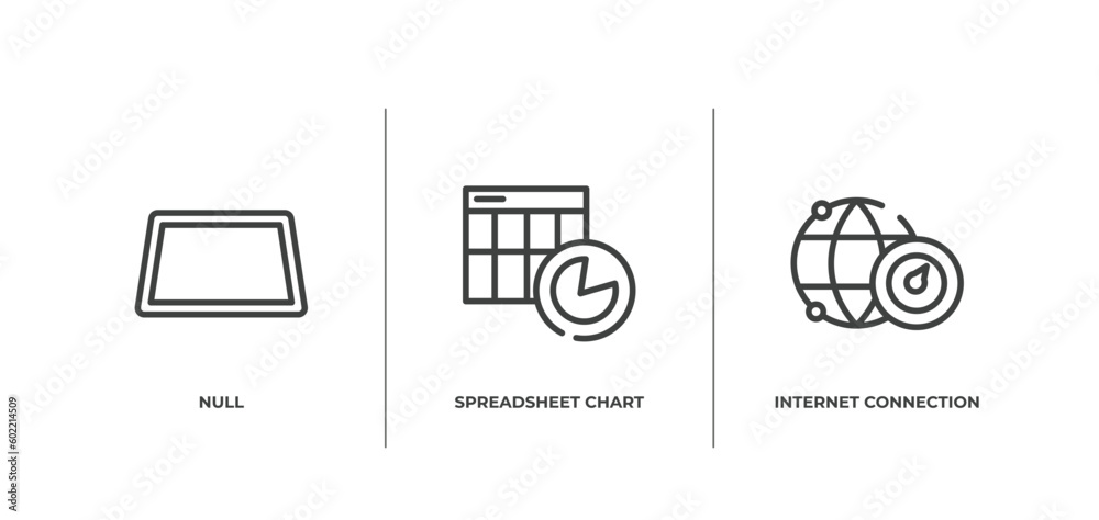 Poster cloud computing outline icons set. thin line icons sheet included null, spreadsheet chart, internet 