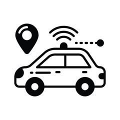 An icon of smart car, wifi connected automobile, ai automobile technology vector