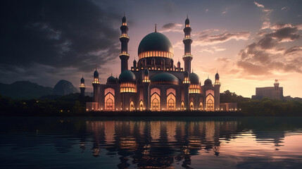 Naklejka premium Illustration of amazing architecture design of muslim mosque concept