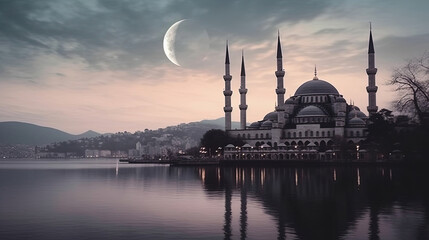 Naklejka premium Illustration of amazing architecture design of muslim mosque concept