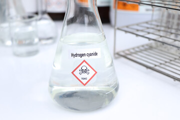 Hydrogen cyanide Solution, Hazardous chemicals and symbols on containers