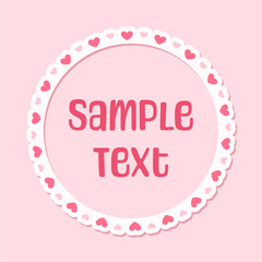 Circle scalloped frame with hearts, Pastel Cute Valentines Border
