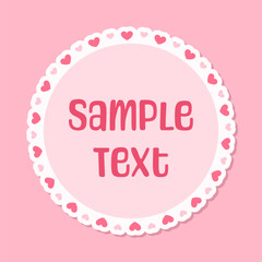 Circle scalloped frame with hearts, Pastel Cute Valentines Border