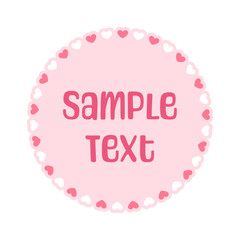 Round scalloped frame with hearts pattern text frame, Pastel Cute Valentines Frame Border