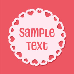 Round scalloped frame with hearts pattern text frame, Pastel Cute Valentines Frame Border