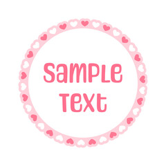 Naklejka premium Round scalloped frame with hearts pattern text frame, Pastel Cute Valentines Frame Border