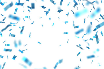 Light blue 3D confetti fluttering down in celebration
 - obrazy, fototapety, plakaty