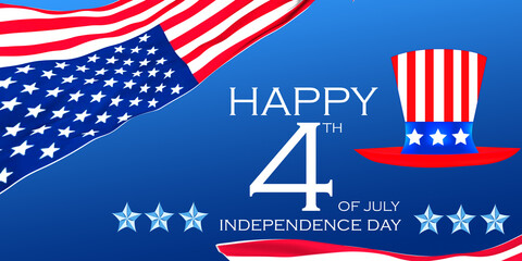 Independence day USA sale promotion advertising banner template american balloons flag decor.4th of July celebration poster template