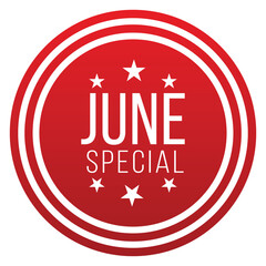 June Special message on ribbon banner. Vector illustration.