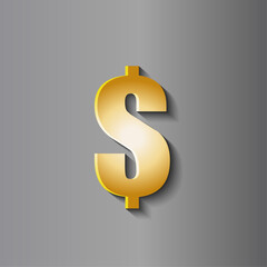 3D Dollar Sign Gold Metal Effect Illustrator