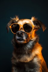 potrait a dog using sunglasses with isolated background generated ai