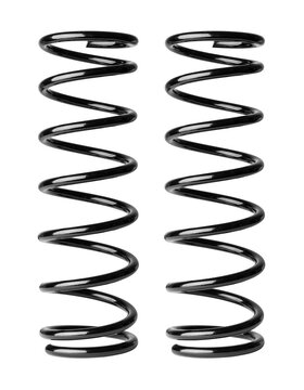 Two steel springs of a car shock absorber on a transparent background. Car parts concept. Isolated object