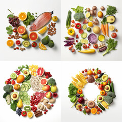 Food isolated on white background, for poster, Food poster drawing, food image, Food Picture, Generative AI