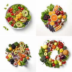 Food on a white background, for poster, Food poster drawing, food image, Food Picture, Generative AI