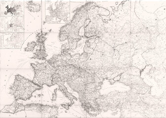Vintage ancient map of Europe