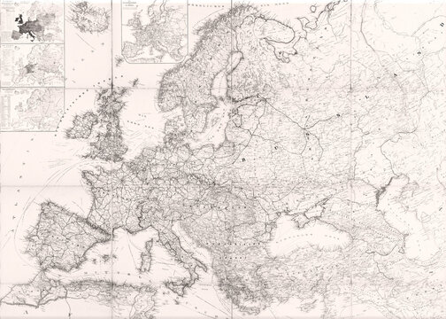 Vintage ancient map of Europe