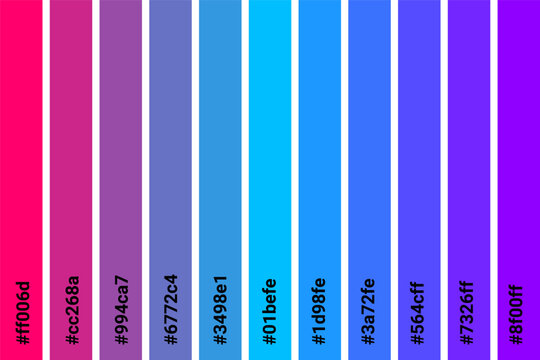 Abstract Colored Palette Guide. Table color shades with color code. Color harmony. Trend colors. Vector illustration EPS 10 File.