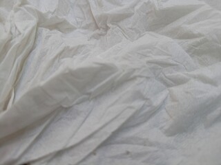 White Linen background Crumpled tissue Natural handmade tissue background Eco Organic top view White tissue linen texture