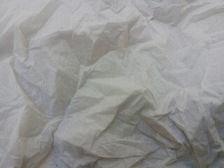 White Linen background Crumpled tissue Natural handmade tissue background Eco Organic top view White tissue linen texture
