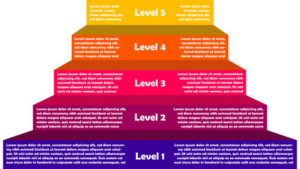 Vector illustration Infographic design template with 5 options or level. Can be used for process, presentations, layout, banner, info graph. Stair shape design.
