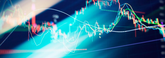 Stock trading, crypto currency background. Market Analyze. Bar graphs, Diagrams, financial figures. Forex chart.