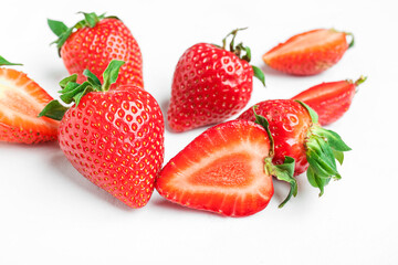 Fresh strawberries on white background