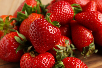 Fresh strawberries as background, closeup