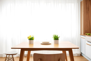 Fototapeta na wymiar dining room with table interior indoor view. Generative AI