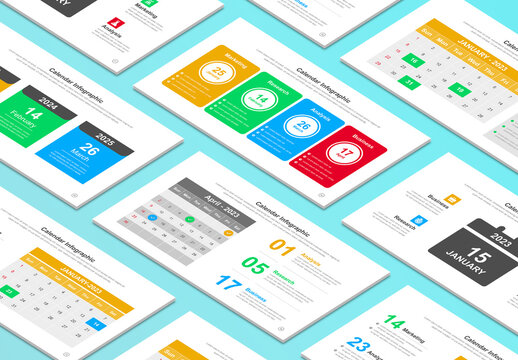 Sqaure Shape Style Calendar Infographic Presentation Layout