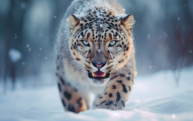 Fototapeta na wymiar Graceful Majesty: Snow Leopard