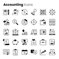 Accounting and finance vector icon set