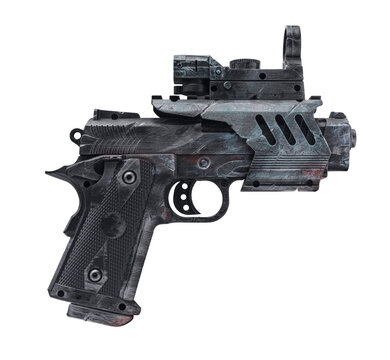 black blaster pistol isolated on white background