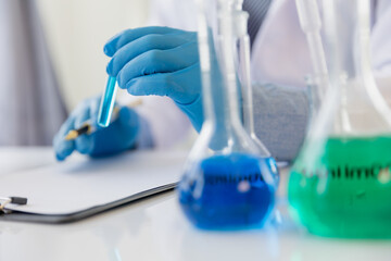 Healthcare researchers working in life science labs. Medical Science Technology Research for Vaccine Testing vaccine against coronavirus virus covid 19 cure