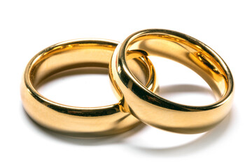 Golden wedding rings isolated