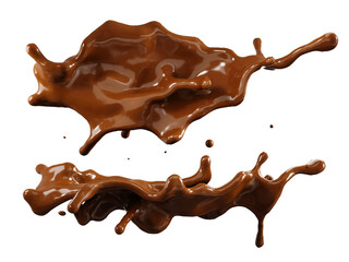 chocolate splash isolated on white background. 3D Rendering. PNG files.
