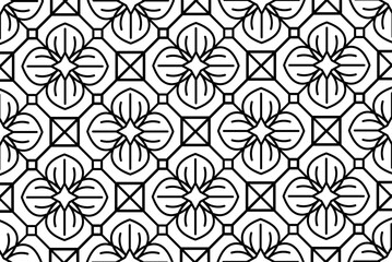Abstract floral, lace, trim seamless pattern. Repeating pattern with floral elements and ornaments. Line art design, mandala pattern.
